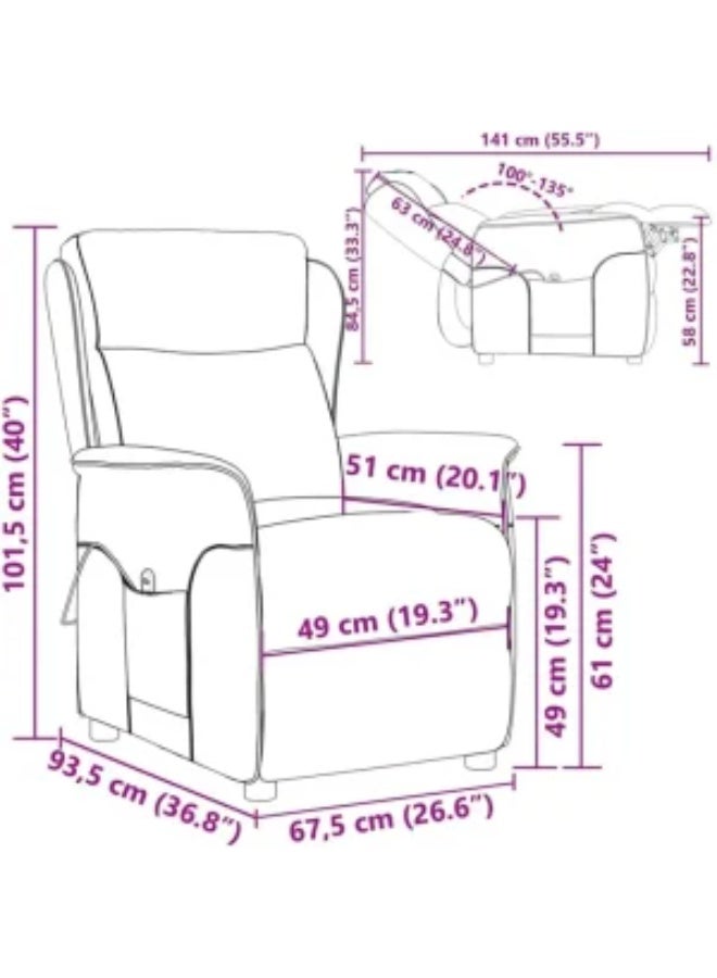 فيداكسل كرسي استرخاء كهربائي للتدليك من فيدا إكس إل - مساند ذراع قابلة للتعديل وإمكانية إمالة كاملة الحركة - قماش أسود فاخر للمنزل والمكتب - Image 3