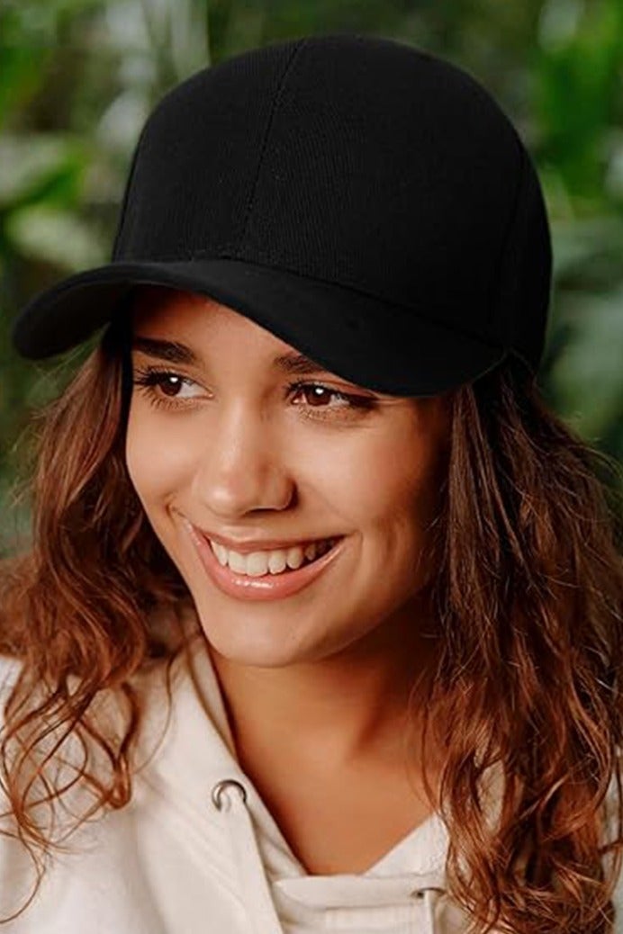 متجر الفرح قبعة بيسبول للرجال والنساء - قبعة جولف قطنية منخفضة الارتفاع قابلة للتعديل، سوداء اللون - Image 4