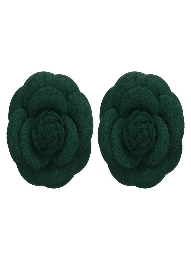 PATIKIL Camellia Fabric Pin, 2 Pcs Flower Brooch Artificial Flowers Brooches for Women Girls Cloth Wedding Party Decor Accessories Jewelry Gift, Dark Green - Image 1