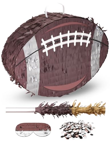 LAKINGO Football Piata Includes Wooden Stick Blindfold and Confetti 16x114x3 Perfect for SportsThemed Party Decorations and Football Pinatas for Birthday Party - Image 1