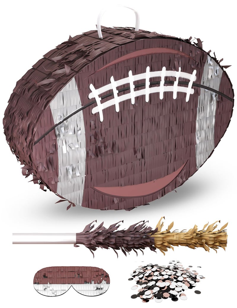 LAKINGO Football Piata Includes Wooden Stick Blindfold and Confetti 16x114x3 Perfect for SportsThemed Party Decorations and Football Pinatas for Birthday Party - Image 3
