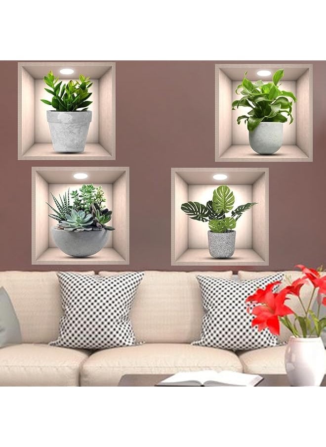 erorex 3D Green Plants Wall Decals 3D Wall Art Decals For Living Room Bedroom Kitchen Decoration Dy0137 Lh  - Image 4