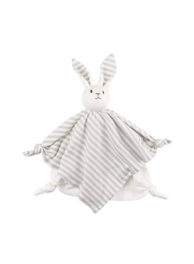 Under the Nile Organic Cotton Unisex Baby Gray Stripe Bunny Blanket 10"