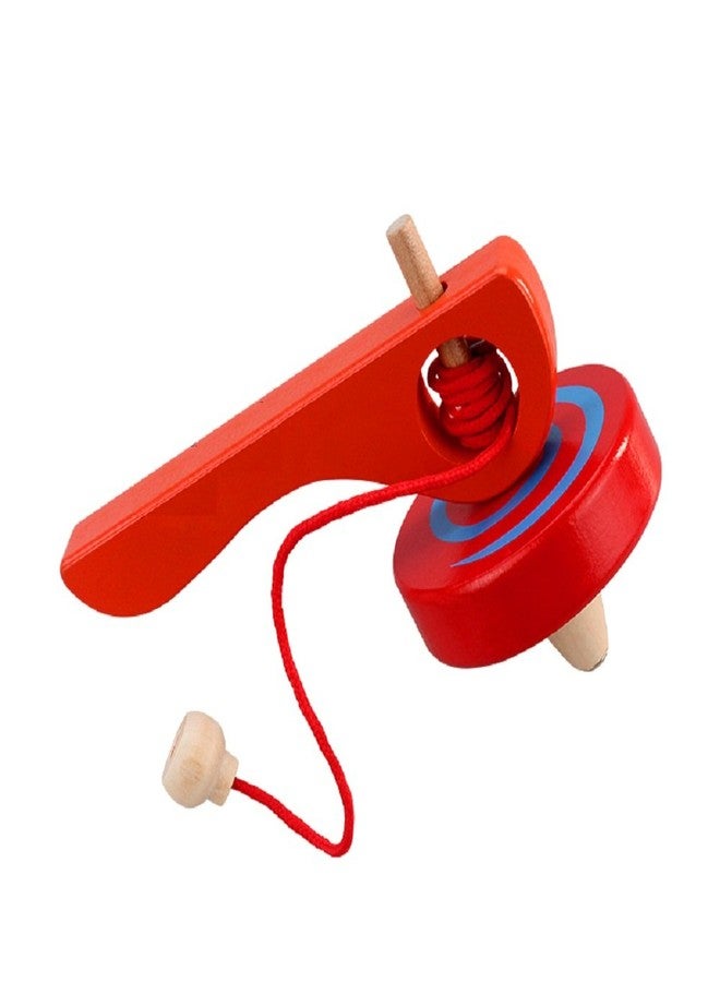 GoodPlay FQStech Wooden Spinning Top Gyroscope peg-top with Handle and Pull String Wire,can Last Long time, Color Random - Image 1