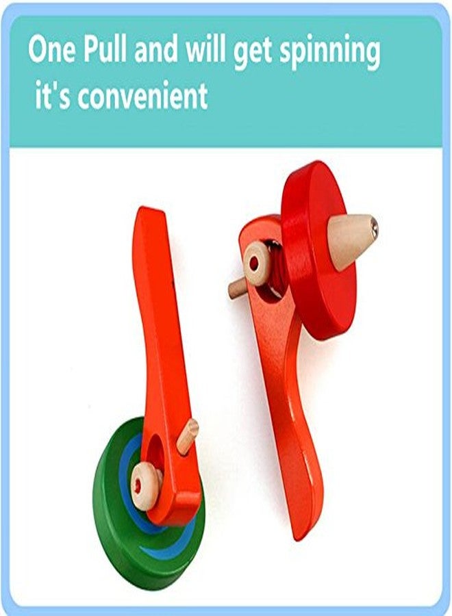 GoodPlay FQStech Wooden Spinning Top Gyroscope peg-top with Handle and Pull String Wire,can Last Long time, Color Random - Image 5