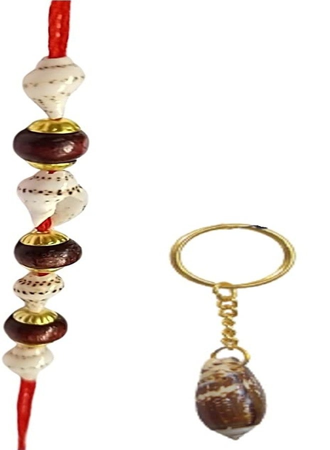 KRISHNA Rakhi for brother bhaiya kids designer for rakshabandhan with wooden and shankh Beads rakhi and Key chain as Gift