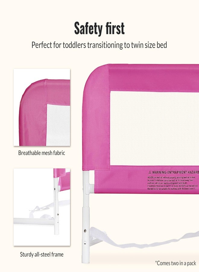 Dream On Me Lightweight Mesh Security Adjustable Bed Rail Double Pack with Breathable Mesh Fabric in Pink, 2 Count (Pack of 1) - Image 4