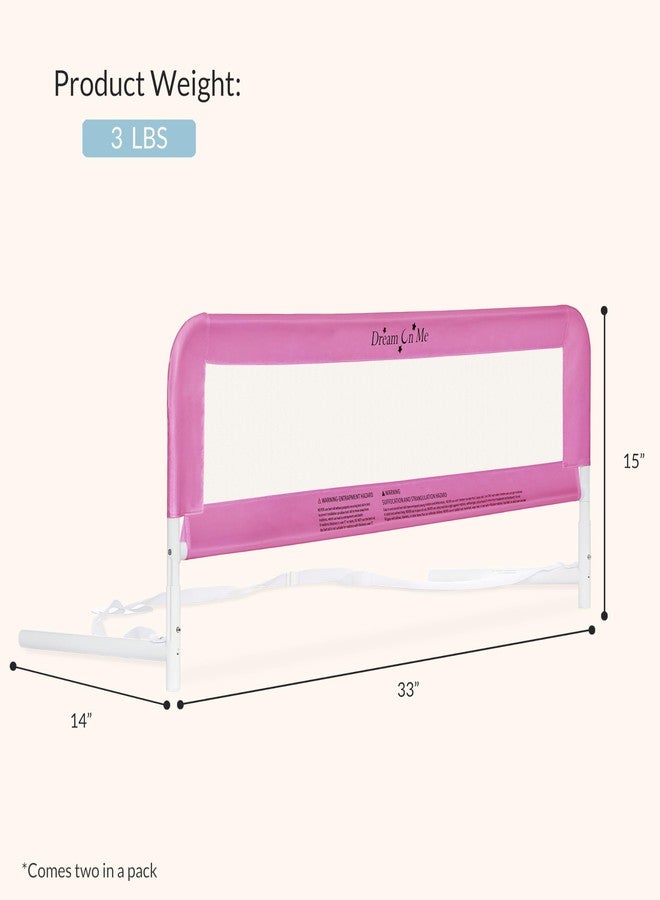 Dream On Me Lightweight Mesh Security Adjustable Bed Rail Double Pack with Breathable Mesh Fabric in Pink, 2 Count (Pack of 1) - Image 3