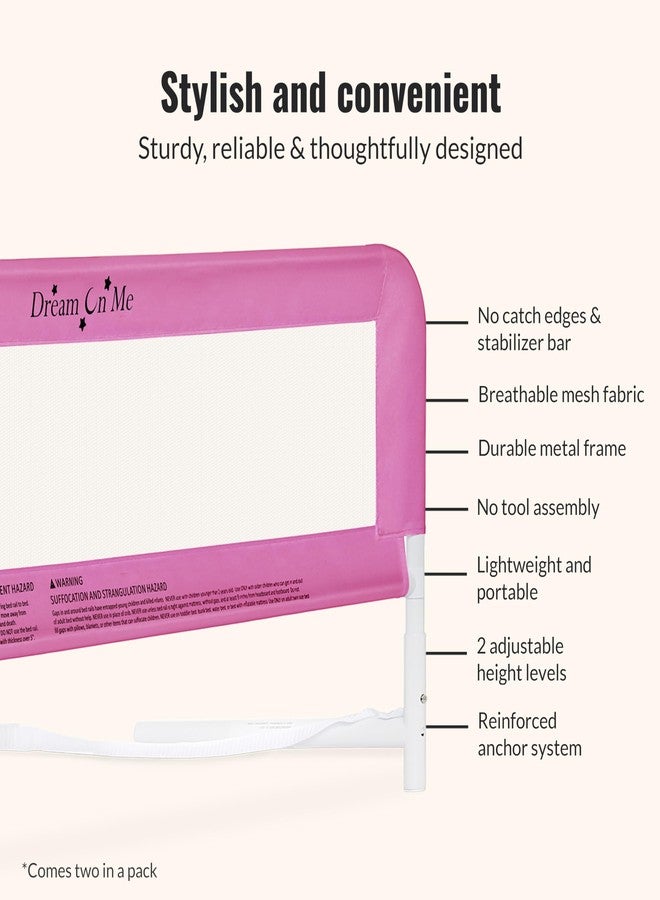 Dream On Me Lightweight Mesh Security Adjustable Bed Rail Double Pack with Breathable Mesh Fabric in Pink, 2 Count (Pack of 1) - Image 5