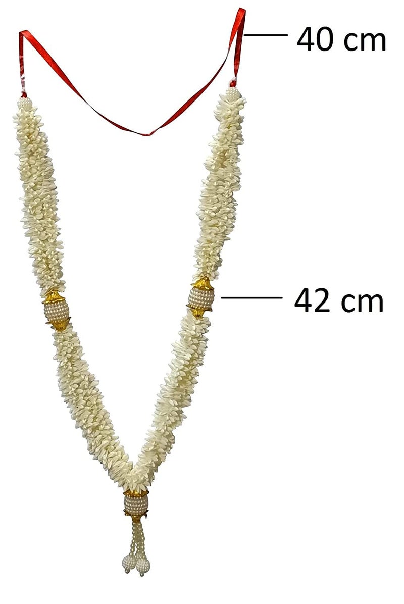 ARTISKRITI Mala For Photo Frames Of Death Person And God Idols, Garland For Photos Of Loved Ones, God, Ancestors And Pitra, Pooja Room, 42 Cm (White) - Image 2