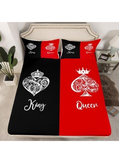 Erosebridal Erosebridal Couple Wedding Sheets Best Gifts for Husband and Wife, Red Black King and Queen Sheet Set  - Image 2