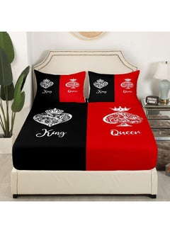 Erosebridal Erosebridal Couple Wedding Sheets Best Gifts for Husband and Wife, Red Black King and Queen Sheet Set  - Image 3