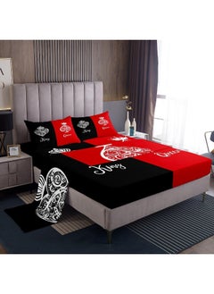 Erosebridal Erosebridal Couple Wedding Sheets Best Gifts for Husband and Wife, Red Black King and Queen Sheet Set  - Image 1