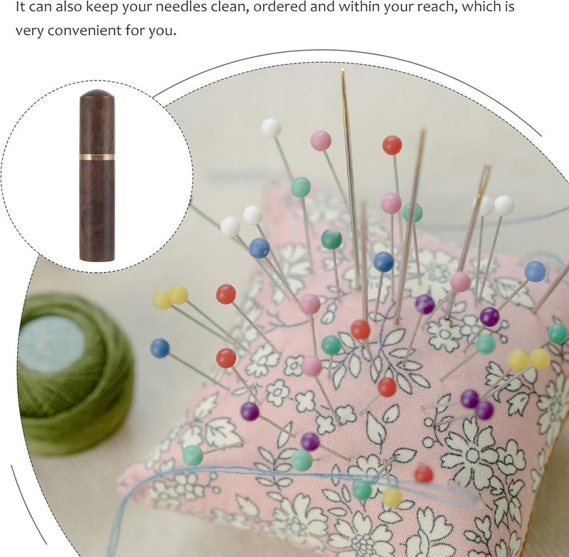 DRESSOOS Portable Needle Holder and Household Toothpick Case with Wear-Resistant Stainless Steel and Ebony Wood, Compact Multi-Function Storage for Sewing and Daily Use - Image 1