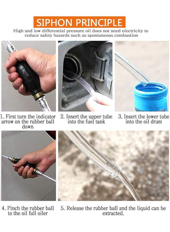 SHOWAY Latest Large Flow Siphon Hand Pump For Car Fuel Tank Sucker, Portable Manual Car Fuel Transfer Pump For Gasoline, Gasoline, Diesel, Liquid Aquarium With Oil Suction Pipe, Siphon Hose - Image 5