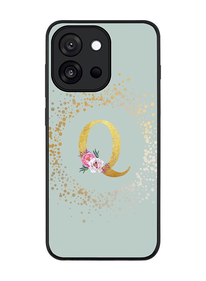 Stylizedd For OnePlus 13s / 13T Case,Slim fit Camera Protection, Shockproof Thin Phone cover  - Custom Monogram Floral - Q  (Light Grey )