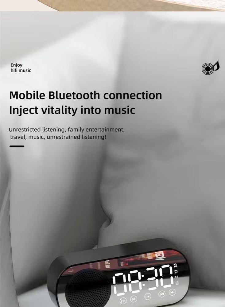 Beauenty New Intelligent Bluetooth Audio Mirror Alarm Clock Music Small Speaker Black - Image 3