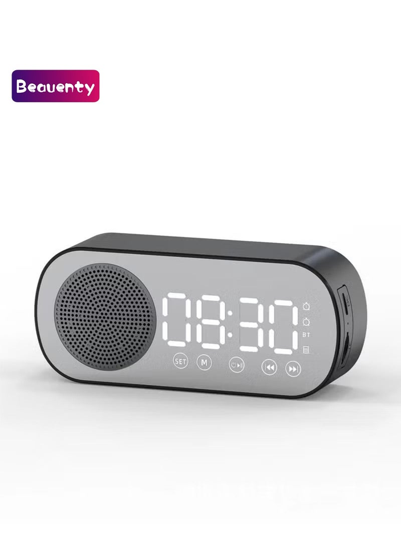 Beauenty New Intelligent Bluetooth Audio Mirror Alarm Clock Music Small Speaker Black - Image 1