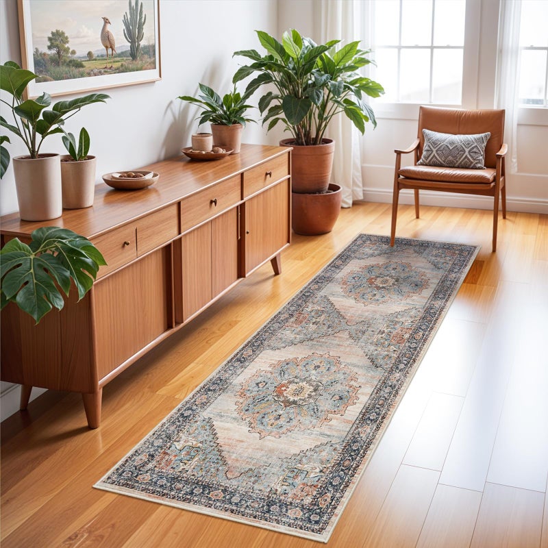 TOPRUUG Washable Runner Rug 2x6 - Hallway Runner Rug Kitchen Rugs and Mats Non Skid Washable Waterproof Carpet Runner for Living Room Bedroom Bathroom (Blue, 2X6) - Image 3