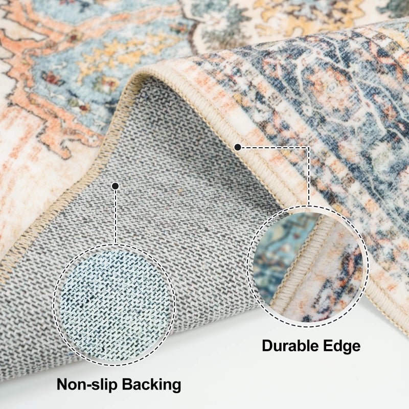 TOPRUUG Washable Runner Rug 2x6 - Hallway Runner Rug Kitchen Rugs and Mats Non Skid Washable Waterproof Carpet Runner for Living Room Bedroom Bathroom (Blue, 2X6) - Image 4