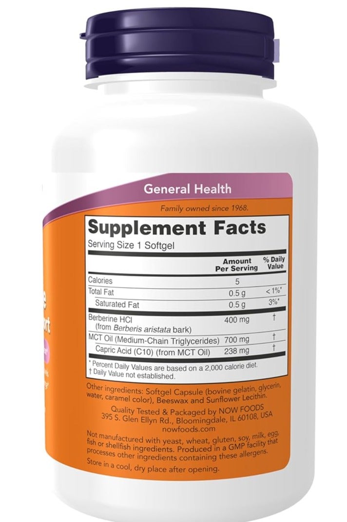 NOW  Berberine Glucose Support with MCT Oil – 90 Softgels – Metabolic & Cardiovascular Health Supplement – Enhanced Absorption Formula - Image 2