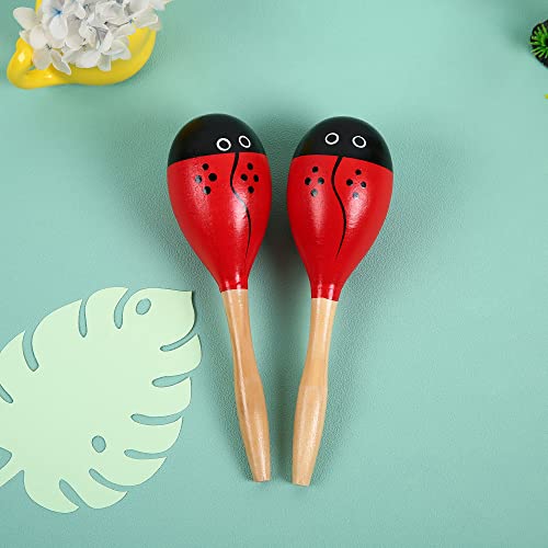 TDOCK Maracas, Wooden Shaker Musical Percussion Instrument for Adult Kids Babies Toddlers, Red - Image 3