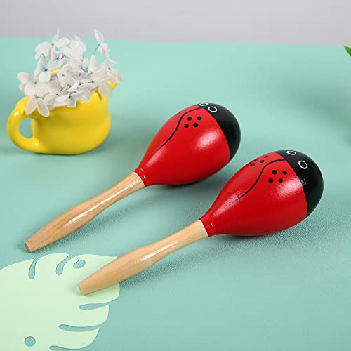 TDOCK Maracas, Wooden Shaker Musical Percussion Instrument for Adult Kids Babies Toddlers, Red - Image 4
