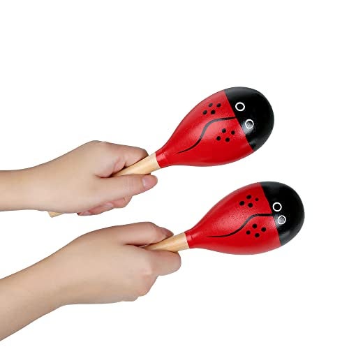TDOCK Maracas, Wooden Shaker Musical Percussion Instrument for Adult Kids Babies Toddlers, Red - Image 2