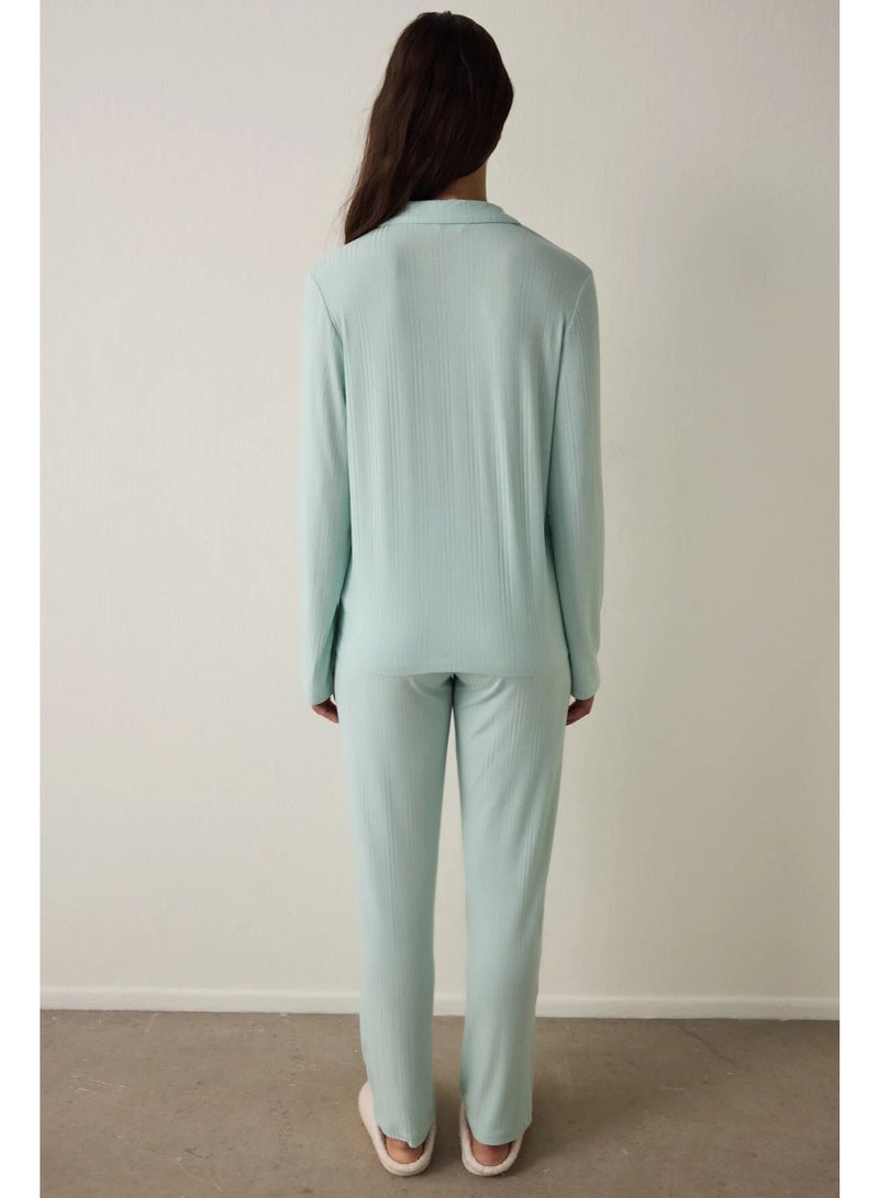 Penti Greenish Ribbed Pajama Set - Image 2