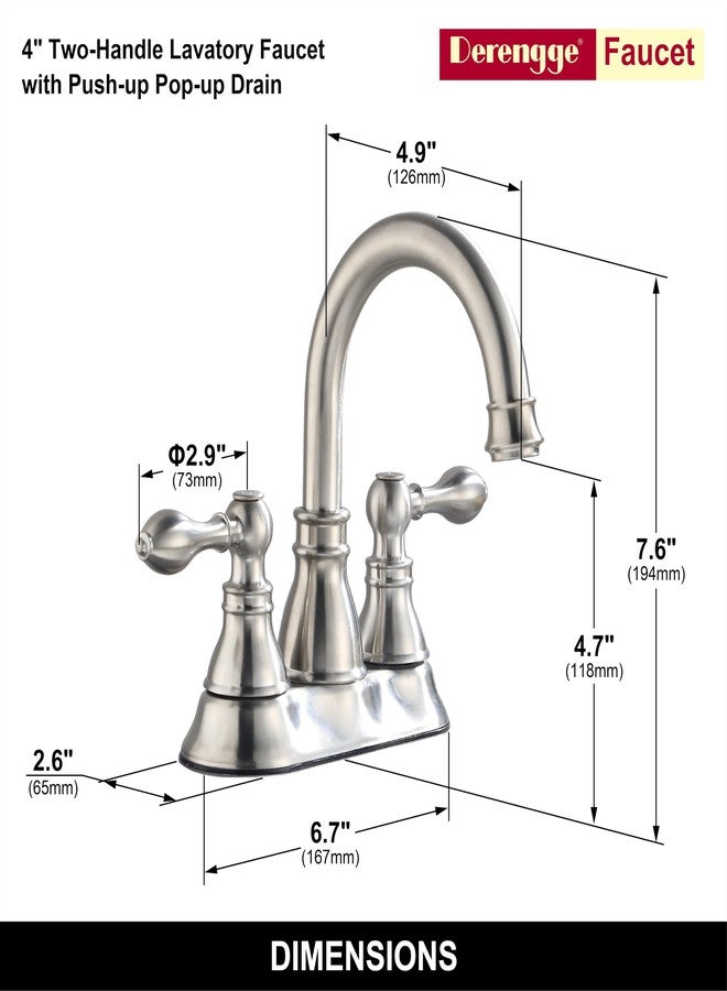 Derengge Two Handles Bathroom Faucet 045-BN - Image 2