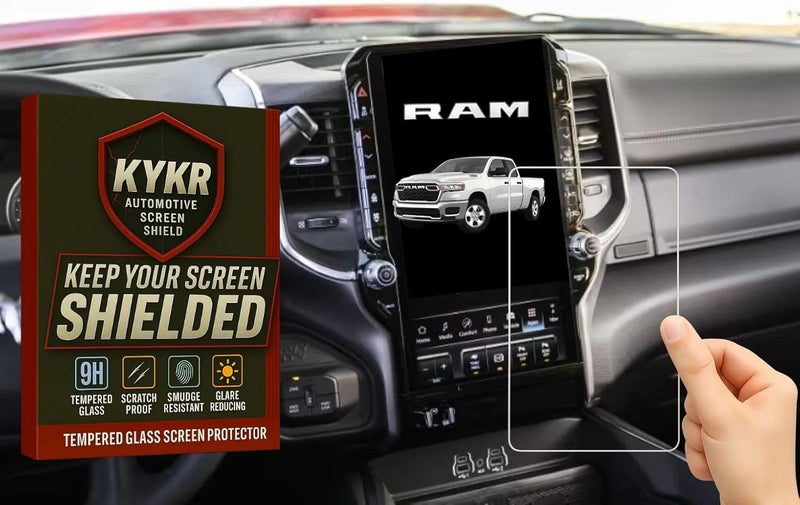 Kykr 12 Inches Tempered Glass Screen Protector for 2019-2026 Dodge Ram 1500, 2500, 3500, 9H Hardened, Anti-Glare, and Anti-Scratch Glass, Easy to Apply, Water-Resistant Car Accessories, Matte(Incompatible with 14 inch model) - Image 1