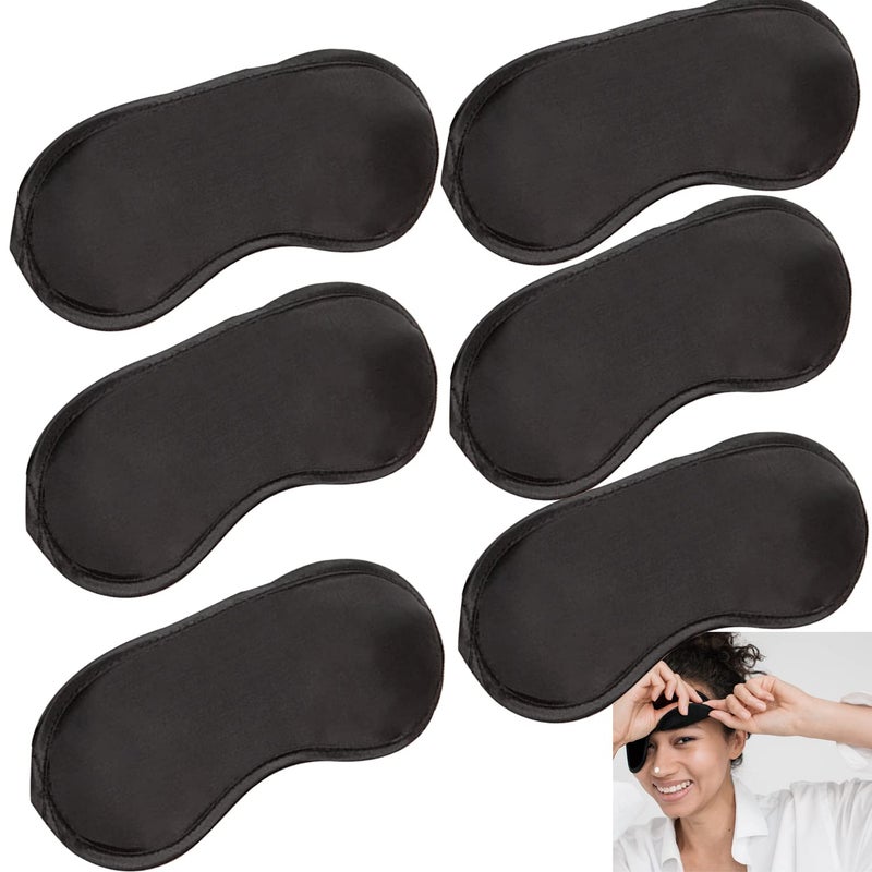Vandorla 6 Pack Blindfold Eye Mask Cover Sleep Mask for Party Games Travel Sleep Team Build Party Supply with Adjustable Strap for Women Men Kids, Black - Image 1