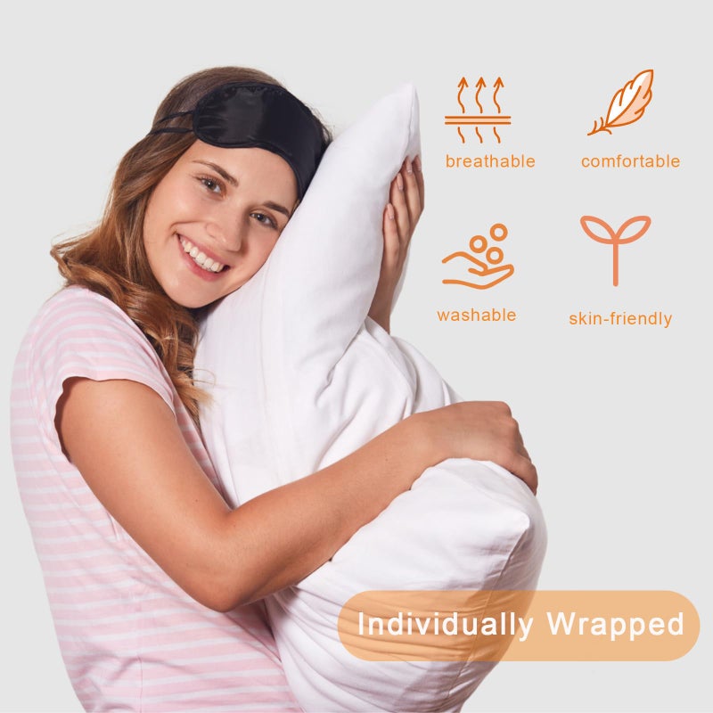 Vandorla 6 Pack Blindfold Eye Mask Cover Sleep Mask for Party Games Travel Sleep Team Build Party Supply with Adjustable Strap for Women Men Kids, Black - Image 2