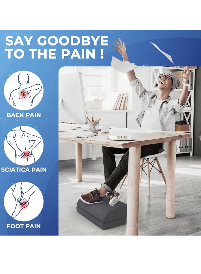 XiuWoo 2-Tier Adjustable Under Desk Foot Rest, Adjustable Memory Foam Footrest, Foot Stool, Foot Massage Pad with Washable Cover, 2 Height Options for Office Gaming Work Use - Image 2
