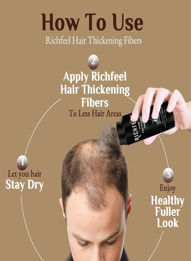 Richfeel Hair Thickening Fibers (Brown 28gm) | Hair Fiber For Thin & Fine Hair | Hair Thick Fiber For Men & Women (Pack of 1) - Image 3
