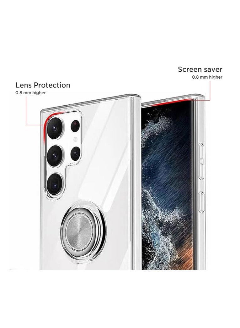 general Ultra Slim Phone Case for Samsung Galaxy S24Ultra/S24Plus/S24 Ultra Clear With Ring Bracket, Anti-Yellow Soft TPU 【Magnetic Metal Ring Bracket Bracket】 【Magnetic Car Holder】 Protective Case - Image 2