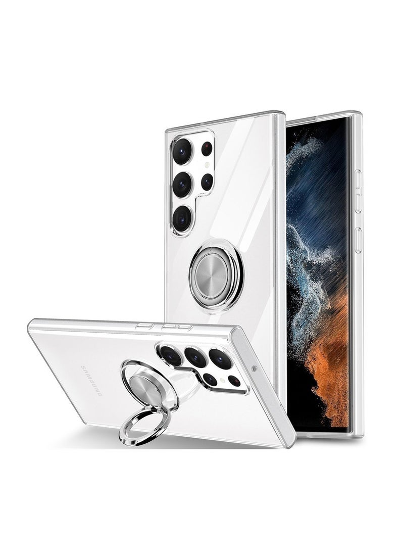 general Ultra Slim Phone Case for Samsung Galaxy S24Ultra/S24Plus/S24 Ultra Clear With Ring Bracket, Anti-Yellow Soft TPU 【Magnetic Metal Ring Bracket Bracket】 【Magnetic Car Holder】 Protective Case - Image 1