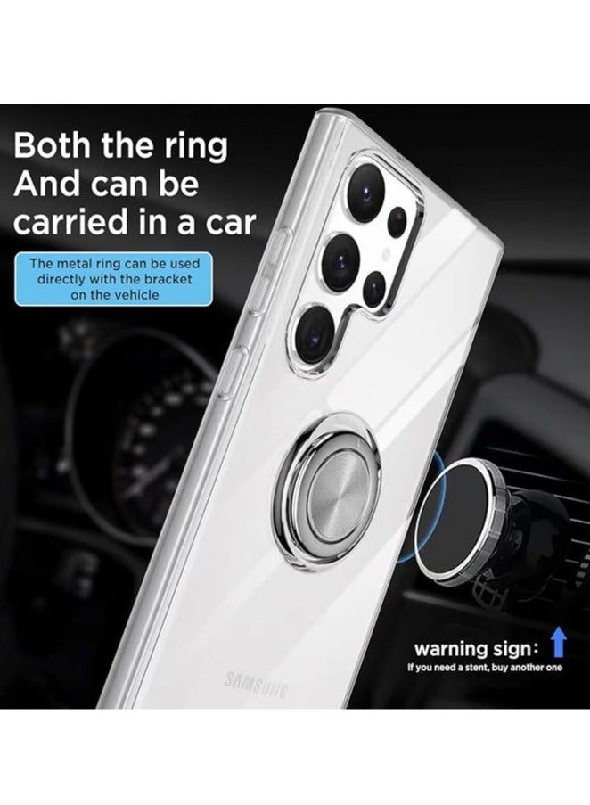 general Ultra Slim Phone Case for Samsung Galaxy S24Ultra/S24Plus/S24 Ultra Clear With Ring Bracket, Anti-Yellow Soft TPU 【Magnetic Metal Ring Bracket Bracket】 【Magnetic Car Holder】 Protective Case - Image 4