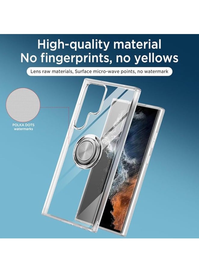 general Ultra Slim Phone Case for Samsung Galaxy S24Ultra/S24Plus/S24 Ultra Clear With Ring Bracket, Anti-Yellow Soft TPU 【Magnetic Metal Ring Bracket Bracket】 【Magnetic Car Holder】 Protective Case - Image 3