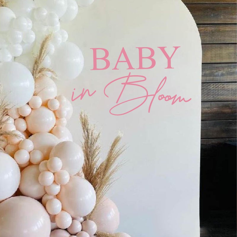 VANGNING Baby in Bloom Shower Decal Sign - Gender Reveal Girl Or Boy Decoration, In Bloom Sign for Arch Backdrop (Pink Decal) - Image 1