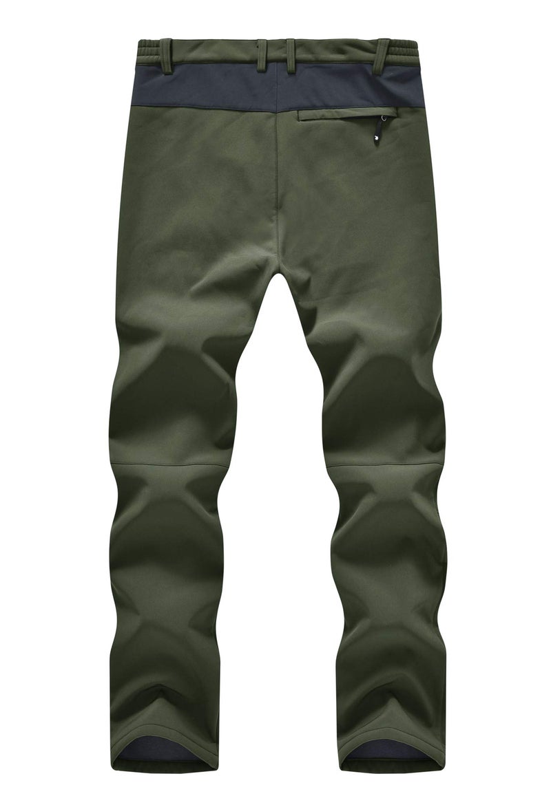 Ysento Men'S Fleece Lined Ski Snow Pants Winter Waterproof Softshell Insulated Hiking Cargo Pants Green Size 34 - Image 3