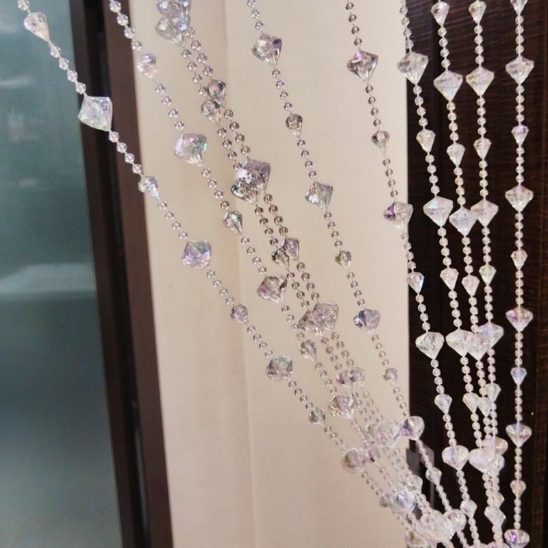 ave split Beaded Curtain Doorways Acrylic Hanging Door Beads String Curtains Tassel Room Divider Screen Decor for Doorway Window Living Room Wedding 053dzs (Shiny Transparent) - Image 1
