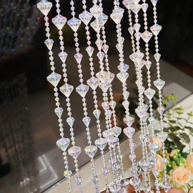 ave split Beaded Curtain Doorways Acrylic Hanging Door Beads String Curtains Tassel Room Divider Screen Decor for Doorway Window Living Room Wedding 053dzs (Shiny Transparent) - Image 3