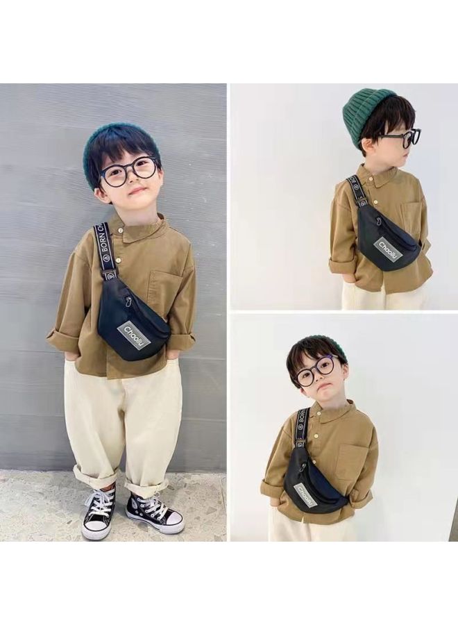 Korean Style Children's Bag Boys Trendy Cool Chest Bag Boys And Girls Simple Casual Letter Waist Bag Out Messenger Bag Wholesale-Color:Blue - Image 5