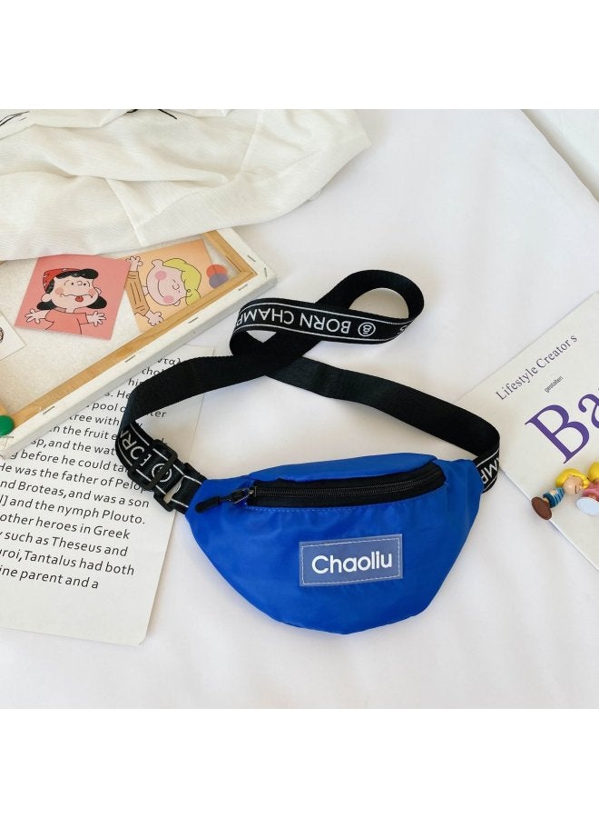 Korean Style Children's Bag Boys Trendy Cool Chest Bag Boys And Girls Simple Casual Letter Waist Bag Out Messenger Bag Wholesale-Color:Blue - Image 1