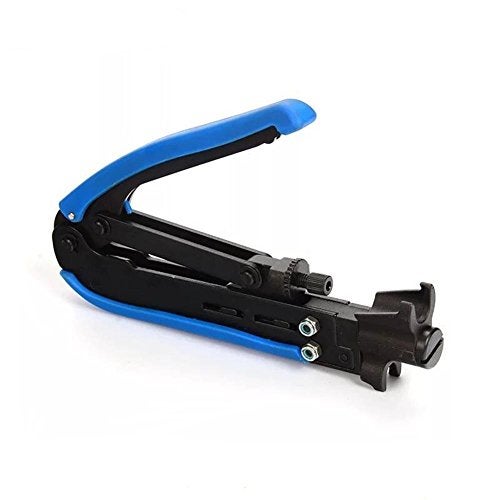 Gaobige Coaxial Compression Tool Coax Cable Crimper Kit Adjustable rg6 rg59 rg11 75-5 75-7 Coaxial Cable Stripper with 10pcs RG6 F Compression Connectors - Blue - Image 2