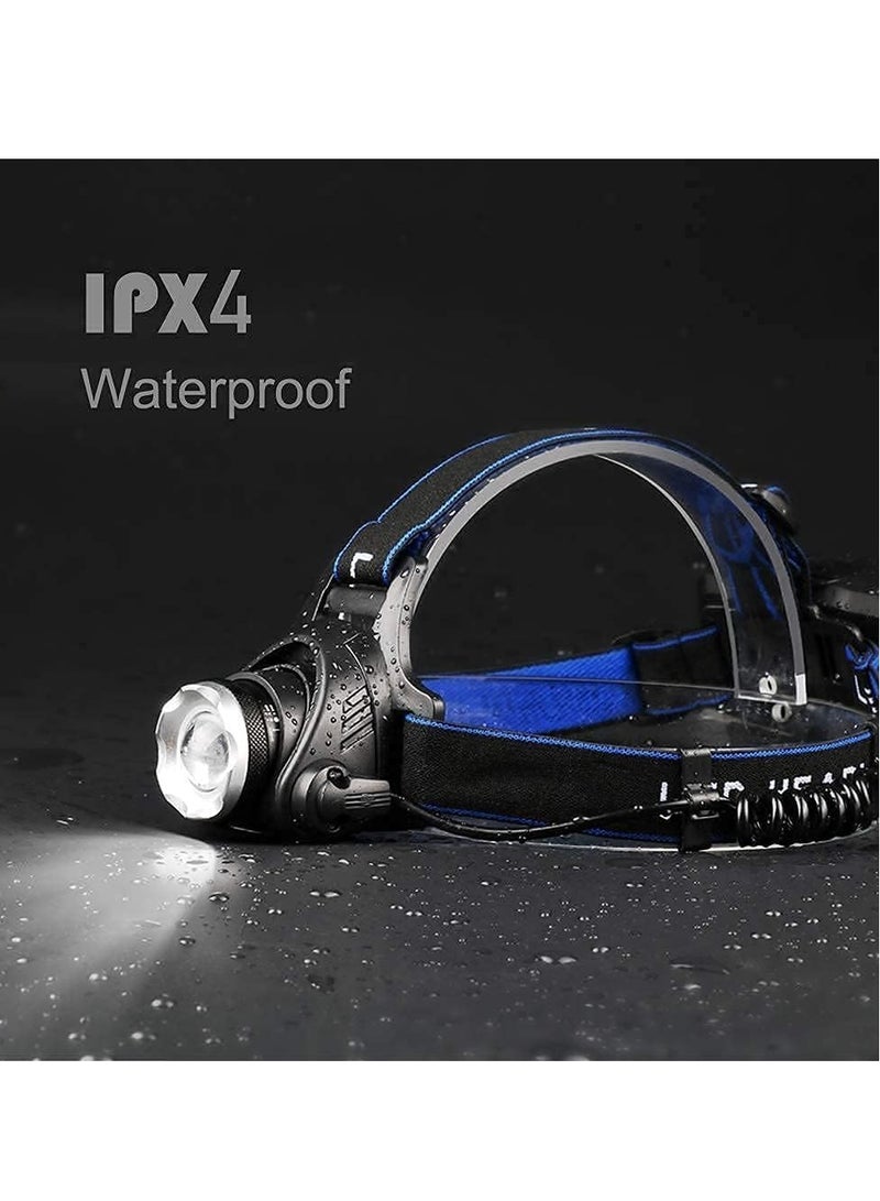 cyleto Rechargeable LED Headlamp, USB Input and Output, Super Bright, 3Pcs Battery, 15 Hours Runtime, Perfect for Camping, Fishing, Running, Biking  - Image 2