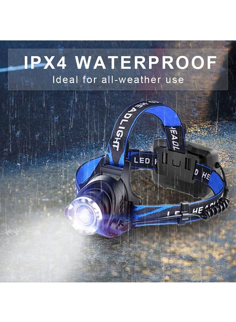 cyleto Rechargeable LED Headlamp, USB Input and Output, Super Bright, 3Pcs Battery, 15 Hours Runtime, Perfect for Camping, Fishing, Running, Biking  - Image 3
