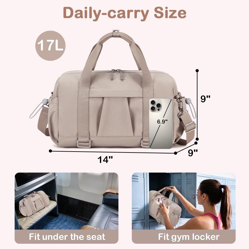 LEDAOU Small Gym Bag for Women, Mini Duffle Bag with Yoga Mat Holder Lightweight Carry On Sports Bag with Separate Shoe Pocket & Wet Pocket Duffel Bags Dance Yoga Workout Bag - Image 3