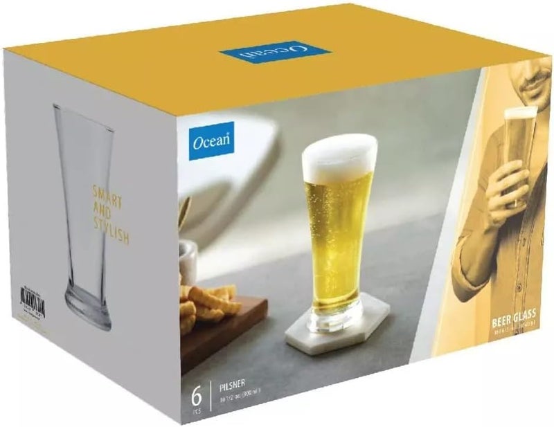 Ocean Pilsner Beer Glass, Set Of 6, Clear, 300 Ml, B0091006, Pub Glass, Snifter Glass, Pint Glass, Beer Tumbler, Beer Goblet, Beer Glass - Image 4